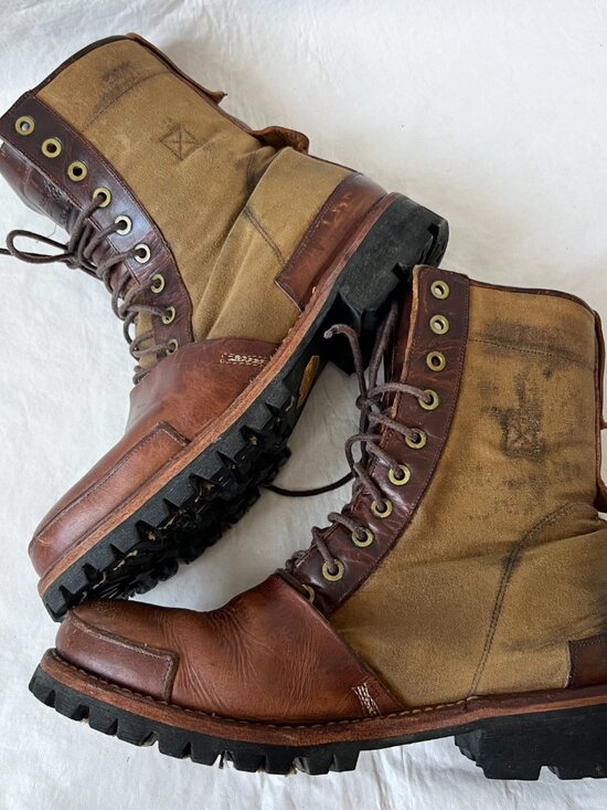 Timberland Boot Company Tackhead leather brown lace up mens 8 combat lug soles main image 6